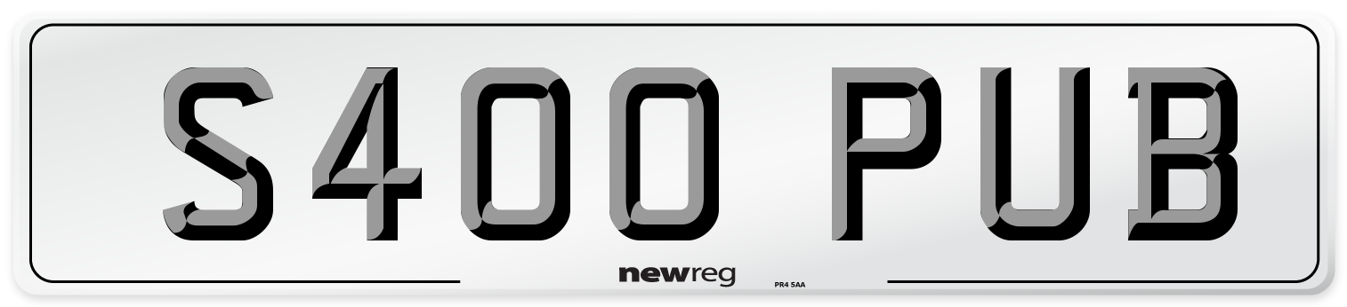 S400 PUB Number Plate from New Reg